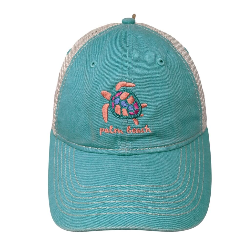 Palm Beach Snapback Trucker Hat Blue OS Adjustable Embroidered Mesh Back Blue84